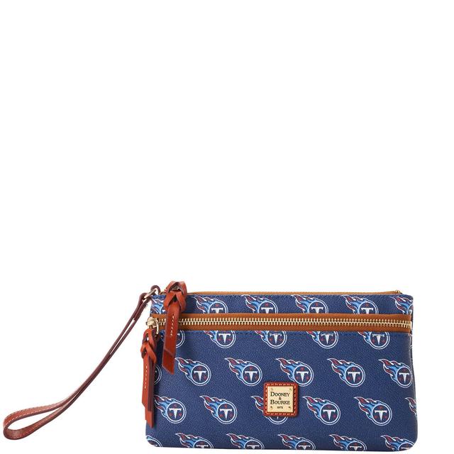 Dooney & Bourke Womens NFL Titans Double Zip Coated Cotton Wristlet in Navy Product Image