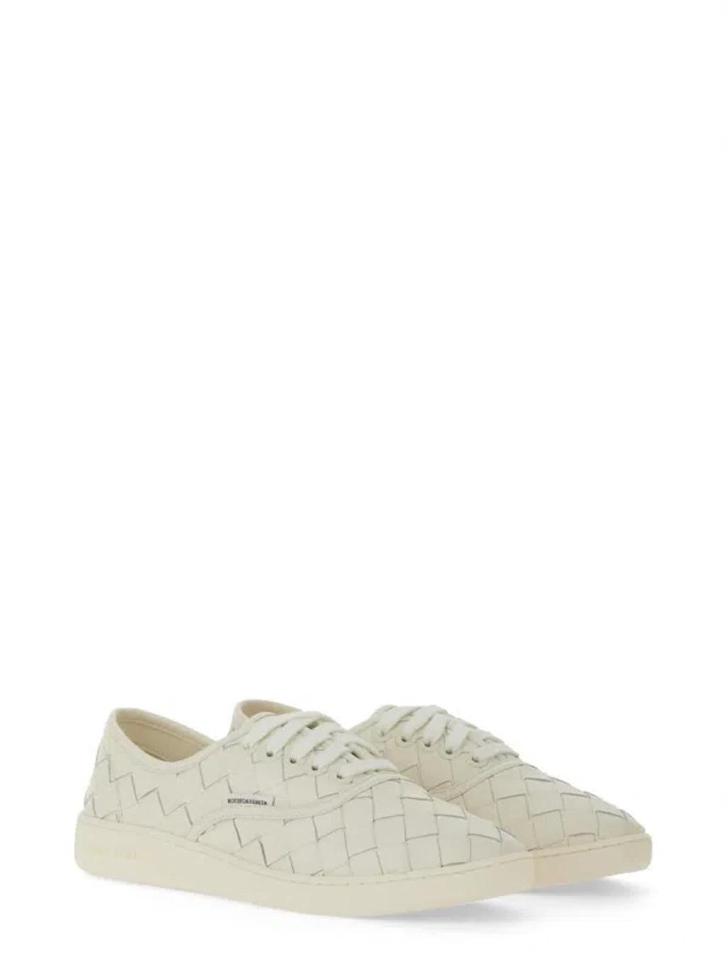 BOTTEGA VENETA Intrecciato Leather Sneakers In White Product Image