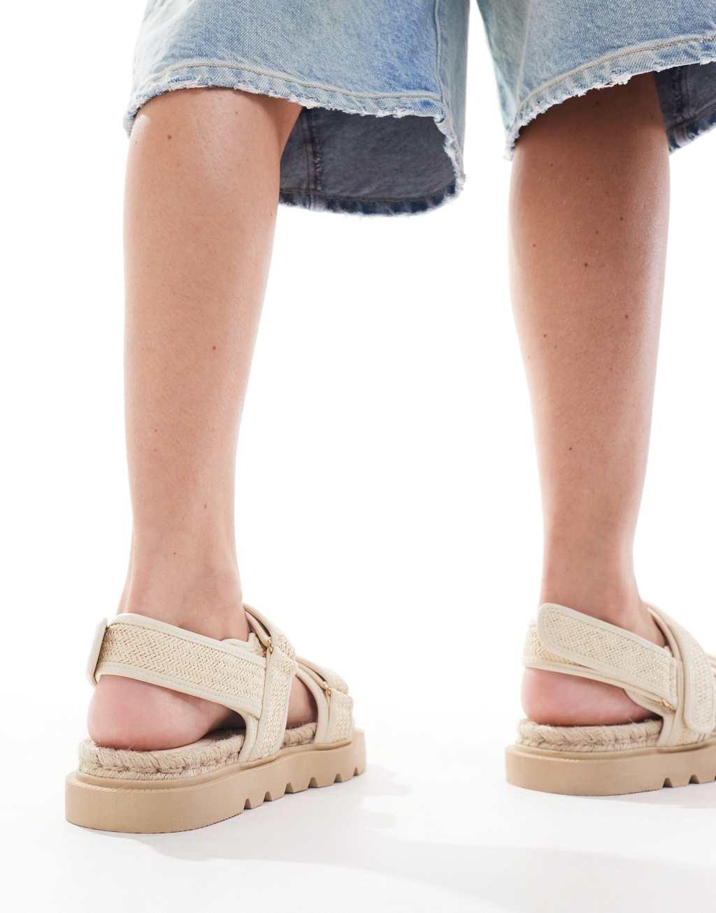 ASOS DESIGN Foreshadow sporty grandad espadrille sandals in natural Product Image