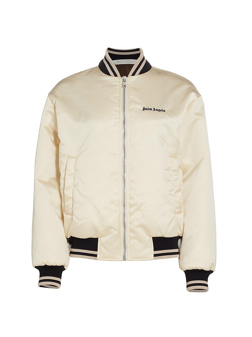 Womens Zip-Front Satin Logo Bomber Product Image