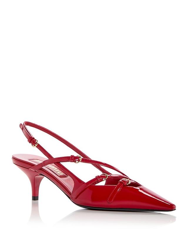 Womens 55MM Patent Leather Multi-Buckle Slingbacks Product Image