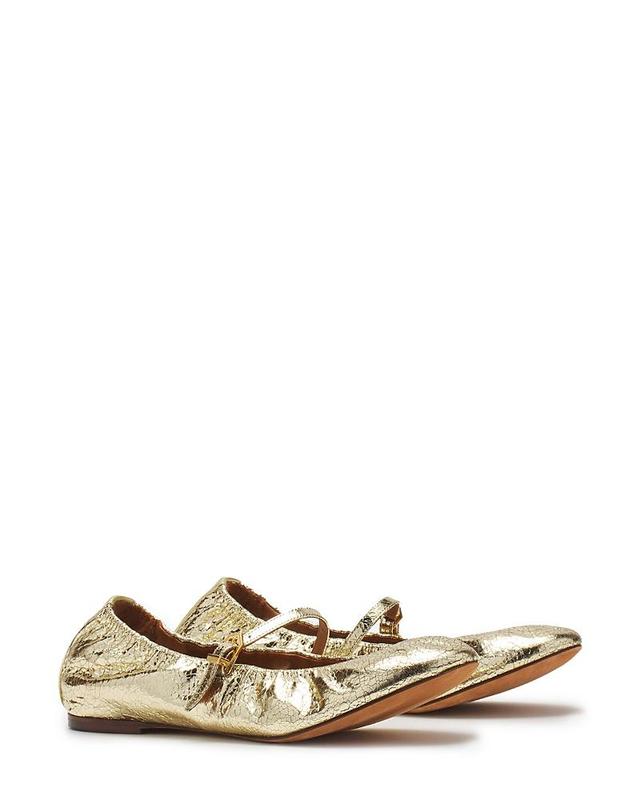 Lanvin Womens The Ballerina Mary Jane In Crackled Metallic Leather Product Image