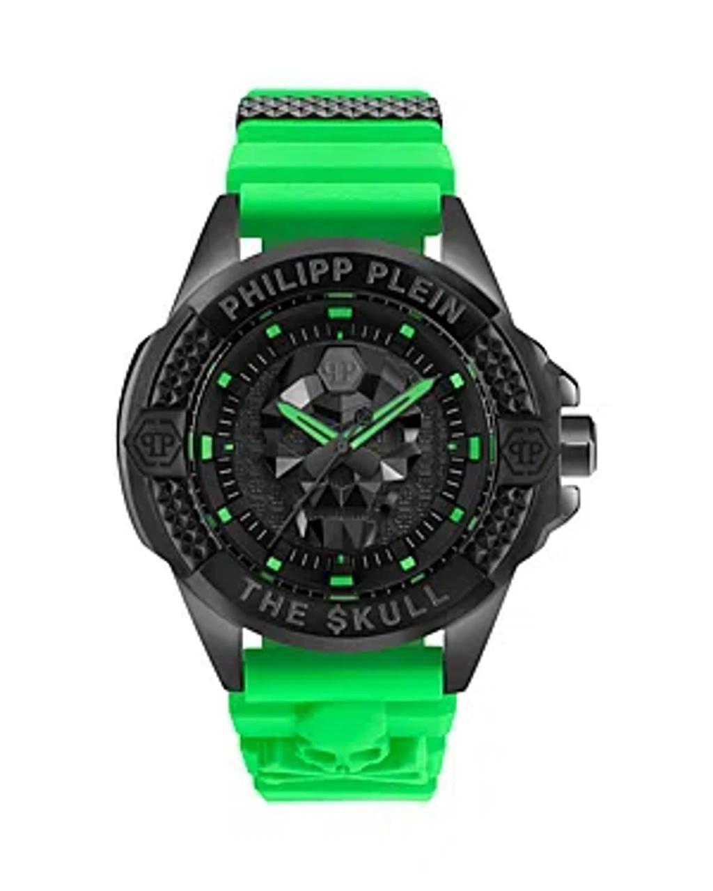 Men's The Skull Green Silicone Strap Watch 44mm In Black Product Image