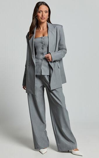 Hope Blazer - Oversized Double Breasted Blazer in Grey Product Image