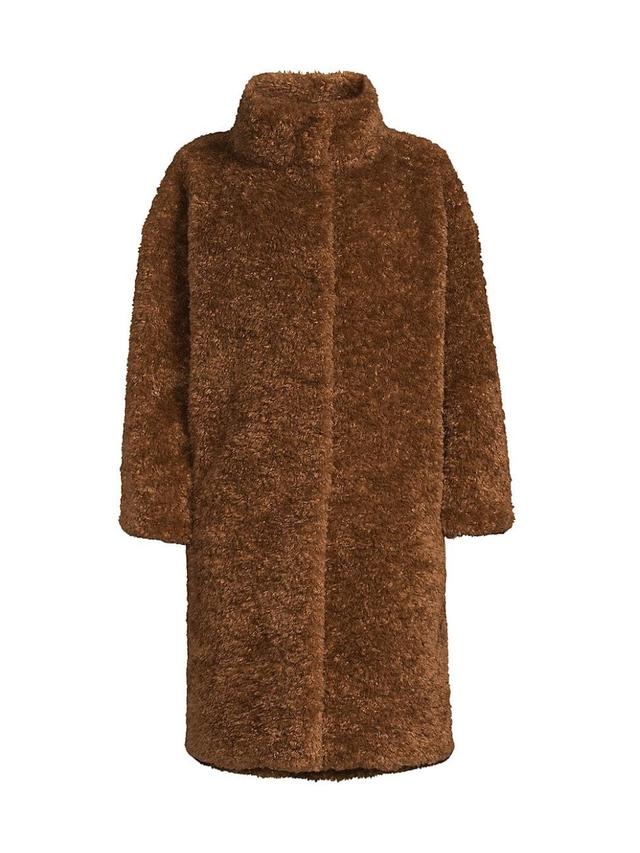 Womens Curly Faux-Fur Coat Product Image