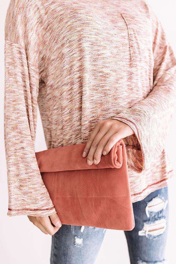 Brooklyn Happy Hour Faux Suede Clutch In Pink Product Image