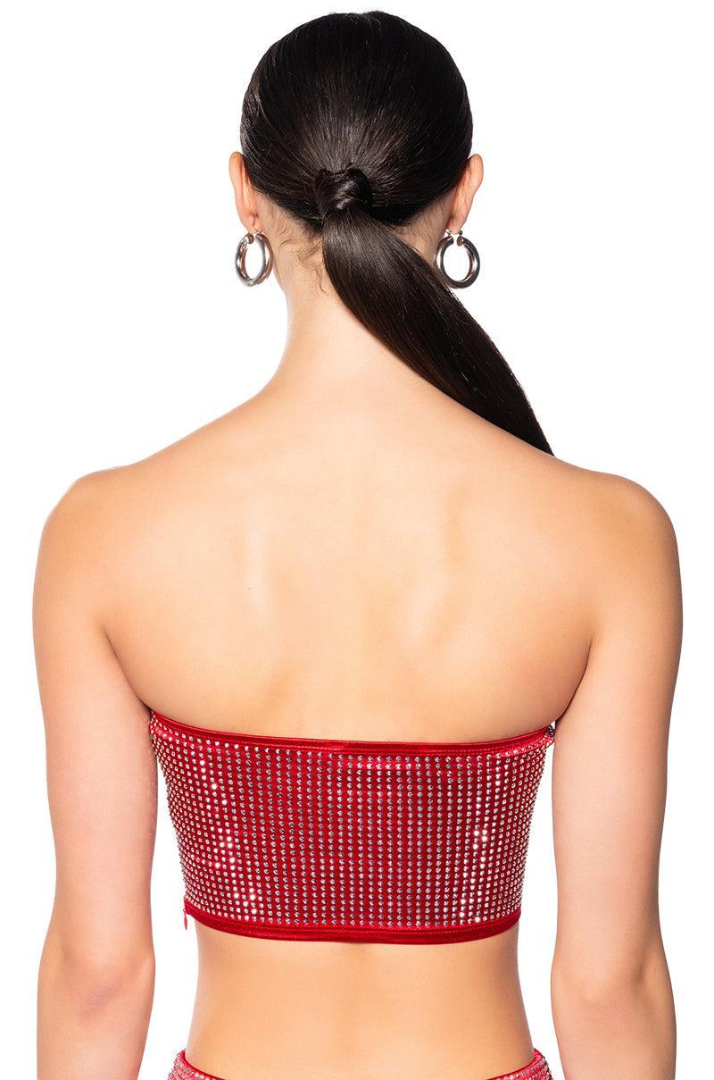 DECISION MAKER RHINESTONE TUBE TOP IN RED Product Image