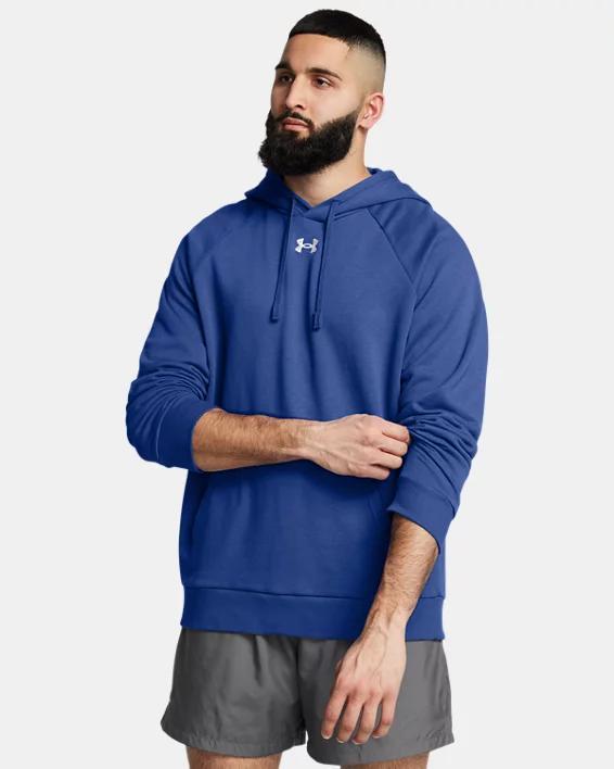 Mens Under Armour Solid Rival Fleece Hoodie Black Navy Product Image