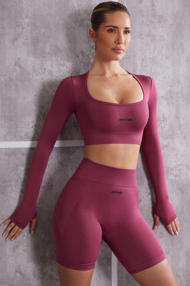 Long Sleeve Crop Top in Dark Rose Female Product Image