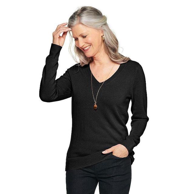 Petite Croft & Barrow The Extra Soft V-Neck Sweater, Womens Product Image