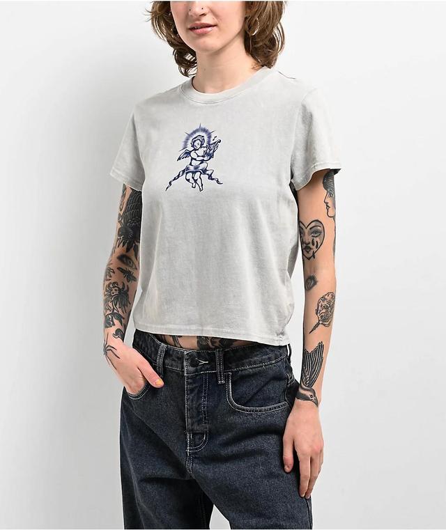 Empyre Ricky Cherub Grey Mineral Wash Crop T-Shirt Product Image