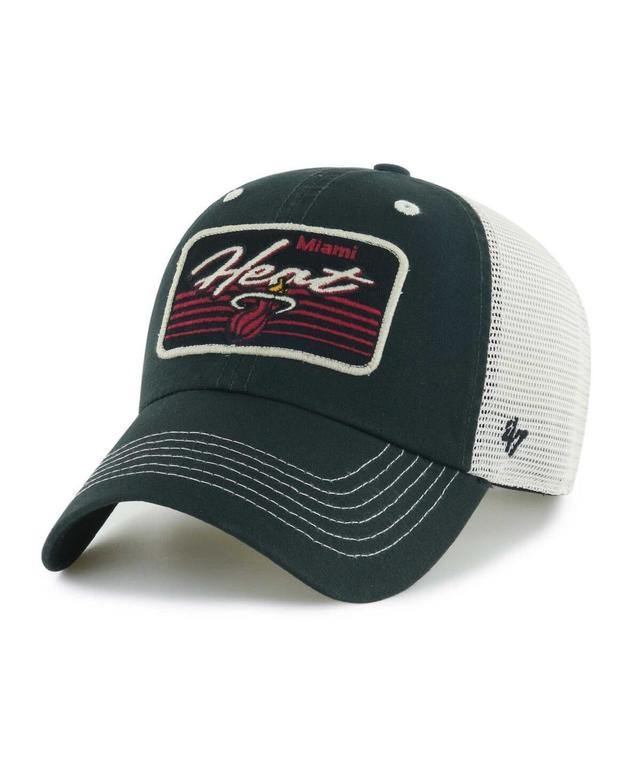 Mens 47 Brand Black Miami Heat Five Point Patch Clean Up Adjustable Hat Product Image