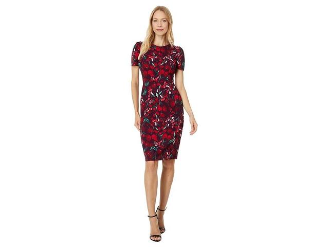 Petite Floral Short-Sleeve Sheath Dress Product Image