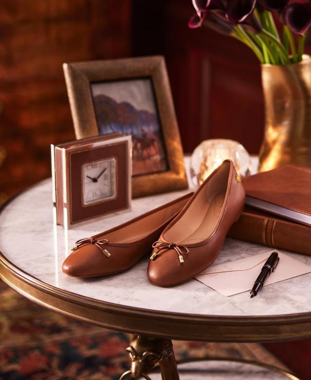 Lauren Ralph Lauren Jayna Bow Detail Leather Ballet Flats Product Image