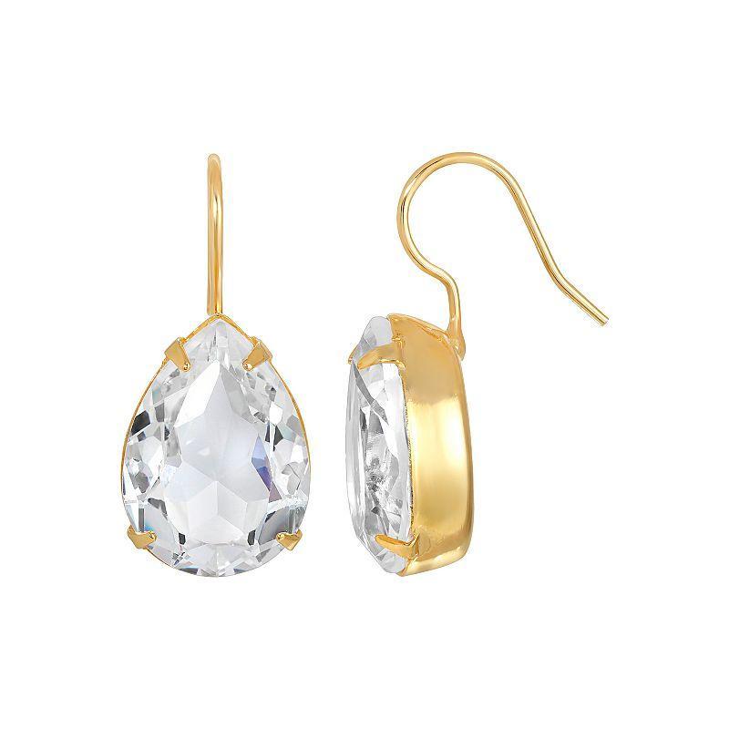 1928 Simulated Crystal Teardrop Wire Earrings, Womens, Grey Product Image