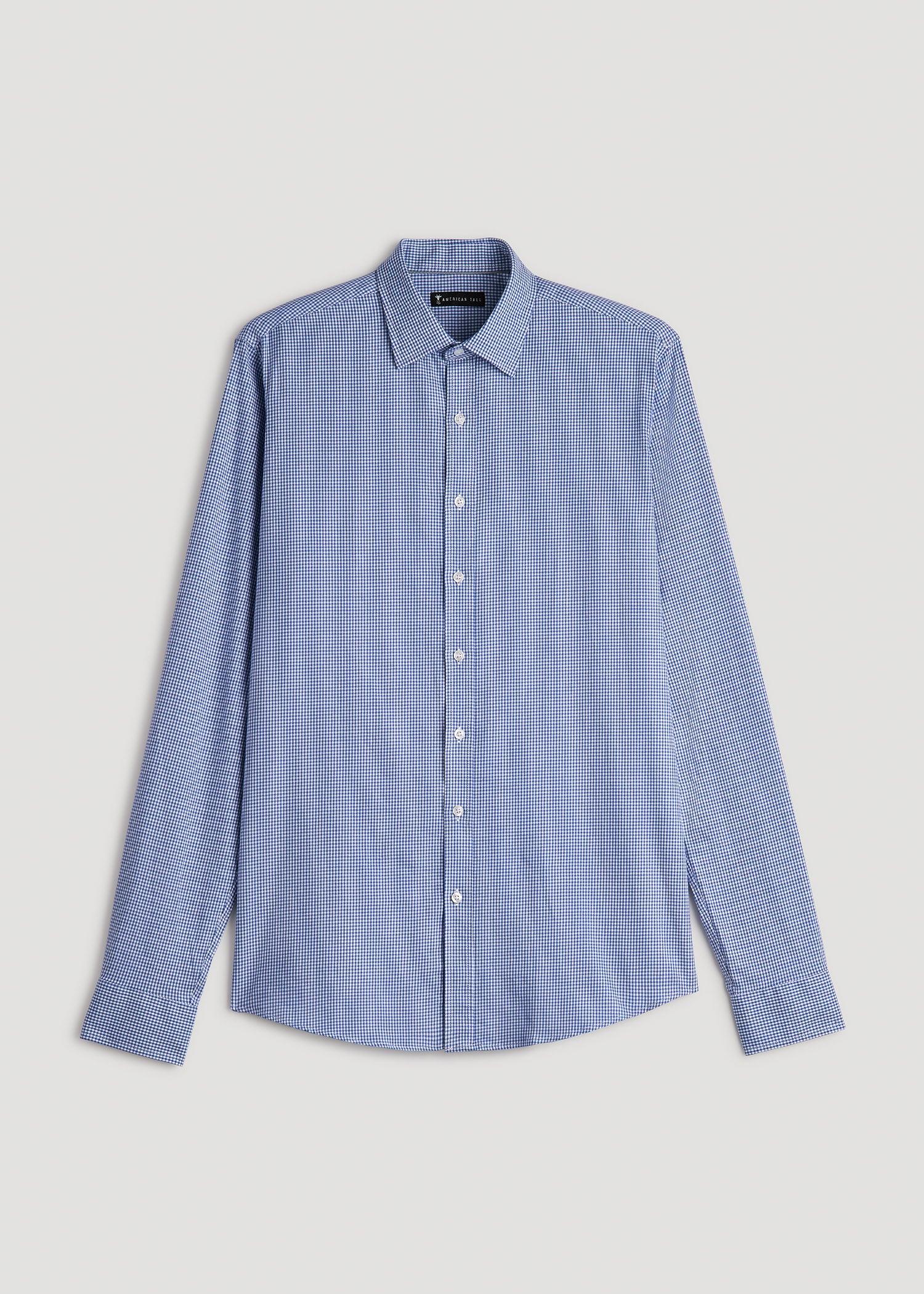 Oskar Button-Up Dress Shirt for Tall Men in Cobalt Mini Check Male Product Image