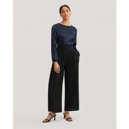 Smooth Silk Wide Leg Cropped Pants Product Image