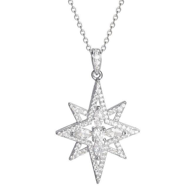 Hallmark Sterling Silver Cubic Zirconia Starburst Pendant Necklace, Womens Product Image