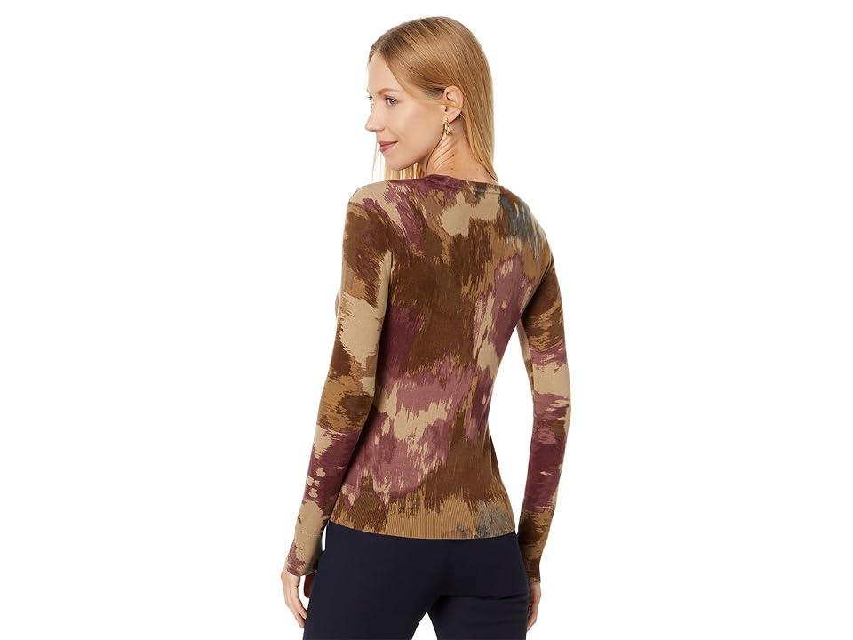 Lauren Ralph Lauren Floral Cotton-Blend Sweater (Tan Multi) Women's Clothing Product Image