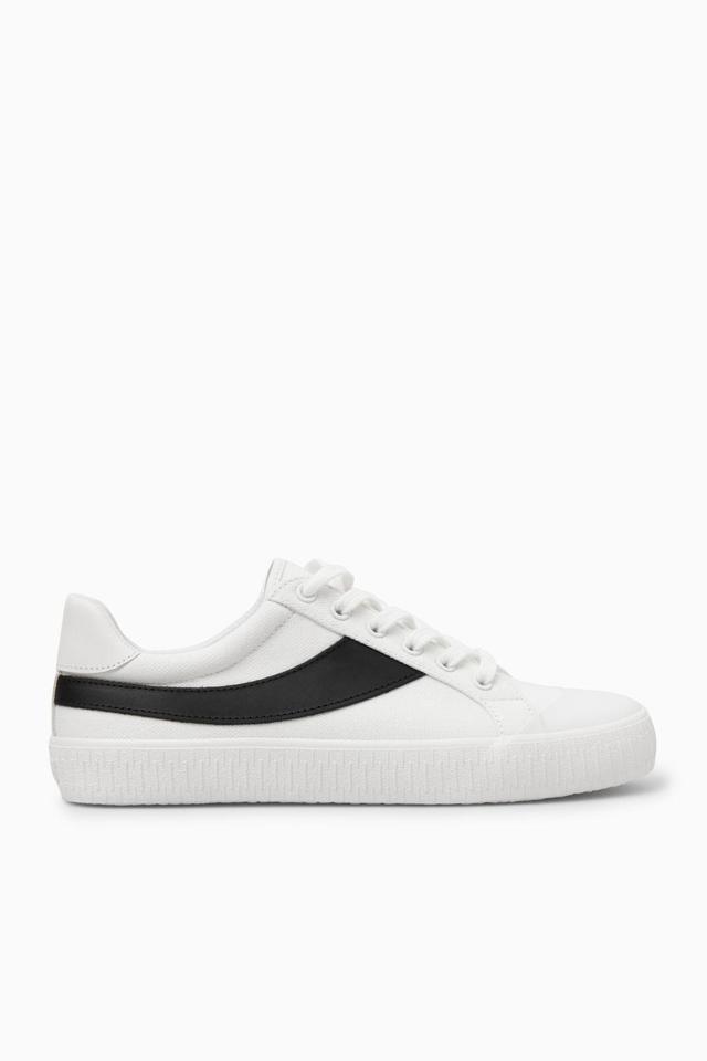 LEATHER-TRIMMED CANVAS SNEAKERS Product Image