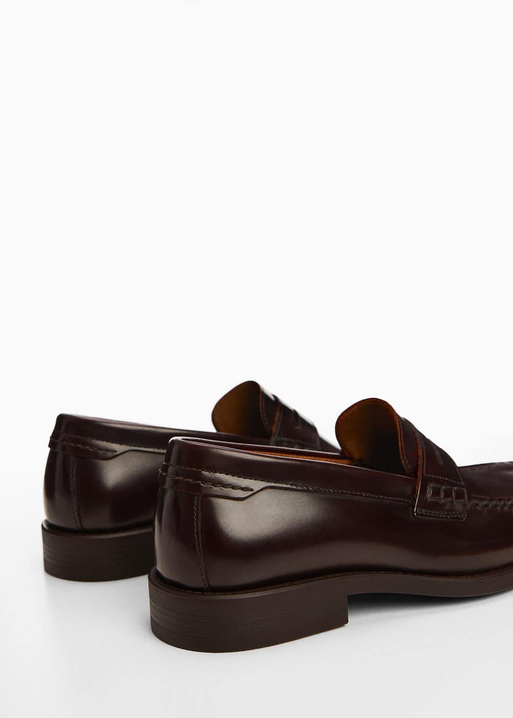 MANGO MAN - Leather penny loafers burgundyMen Product Image