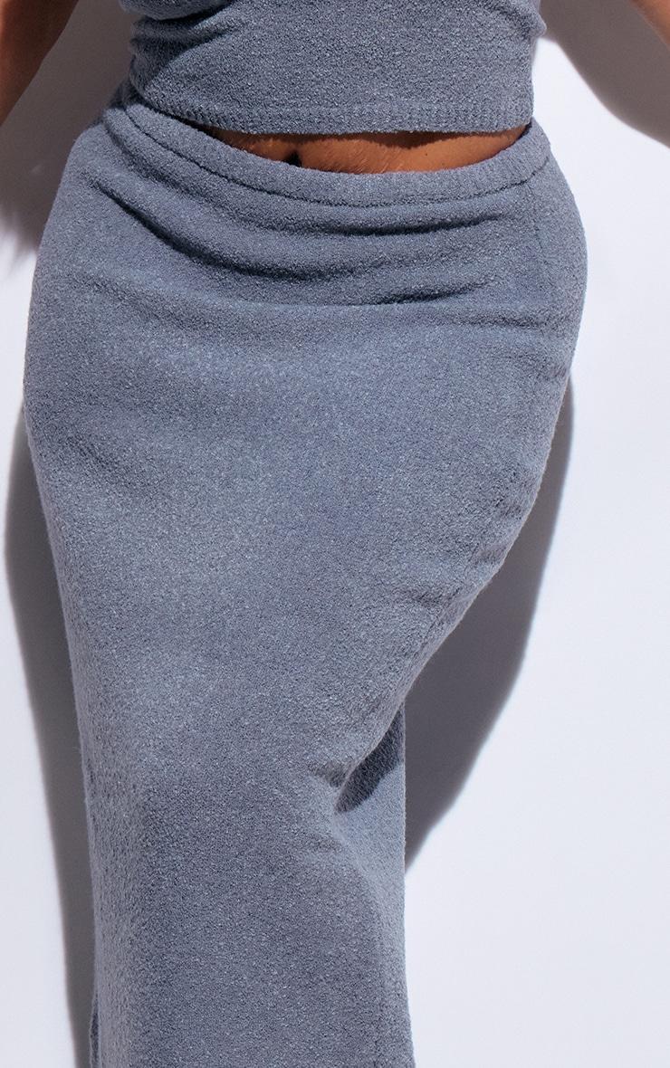 Plus Grey Brushed Knitted Maxi Skirt Product Image