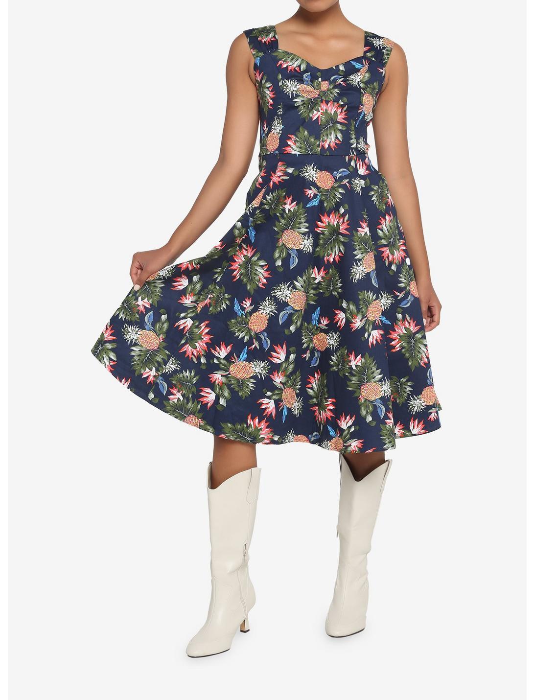 Navy Tropical Retro Dress Product Image