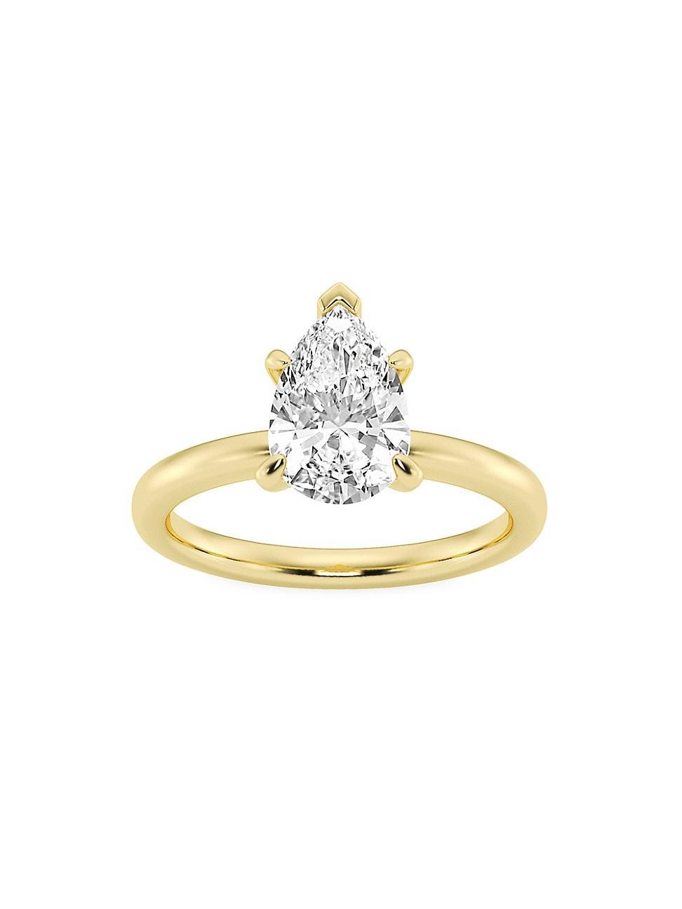 Womens 14K Yellow Gold & Pear-Cut Lab-Grown Diamond Solitaire Ring/0.50-5.00 TCW Product Image