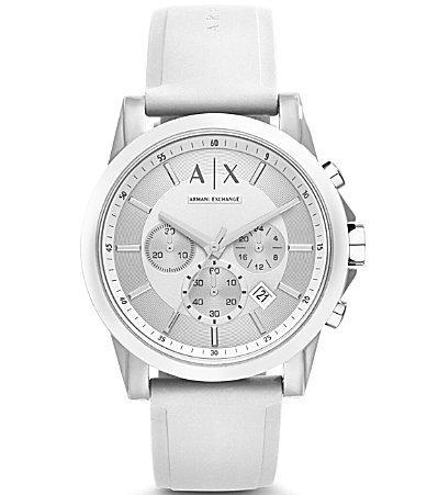 Armani Exchange Mens Banks Chronograph White Silicone Strap Watch Product Image