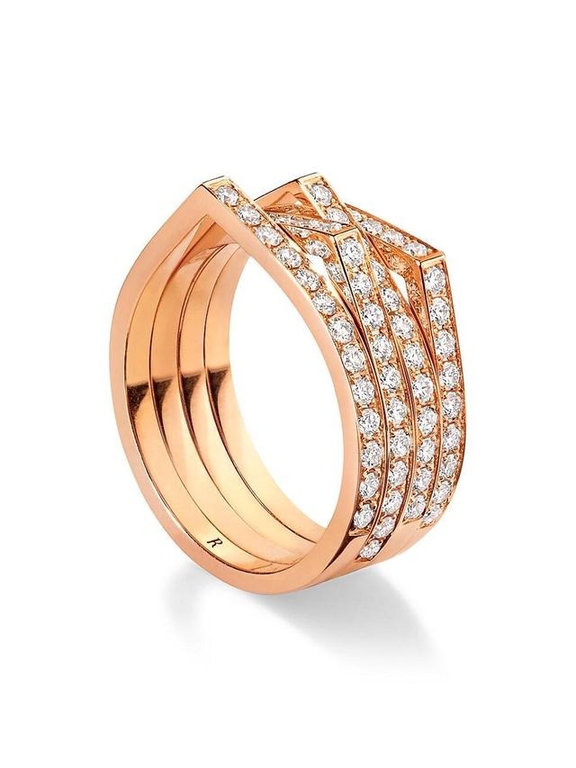 Womens Antifer 18K Rose Gold & Pav Diamond 4-Row Ring Product Image