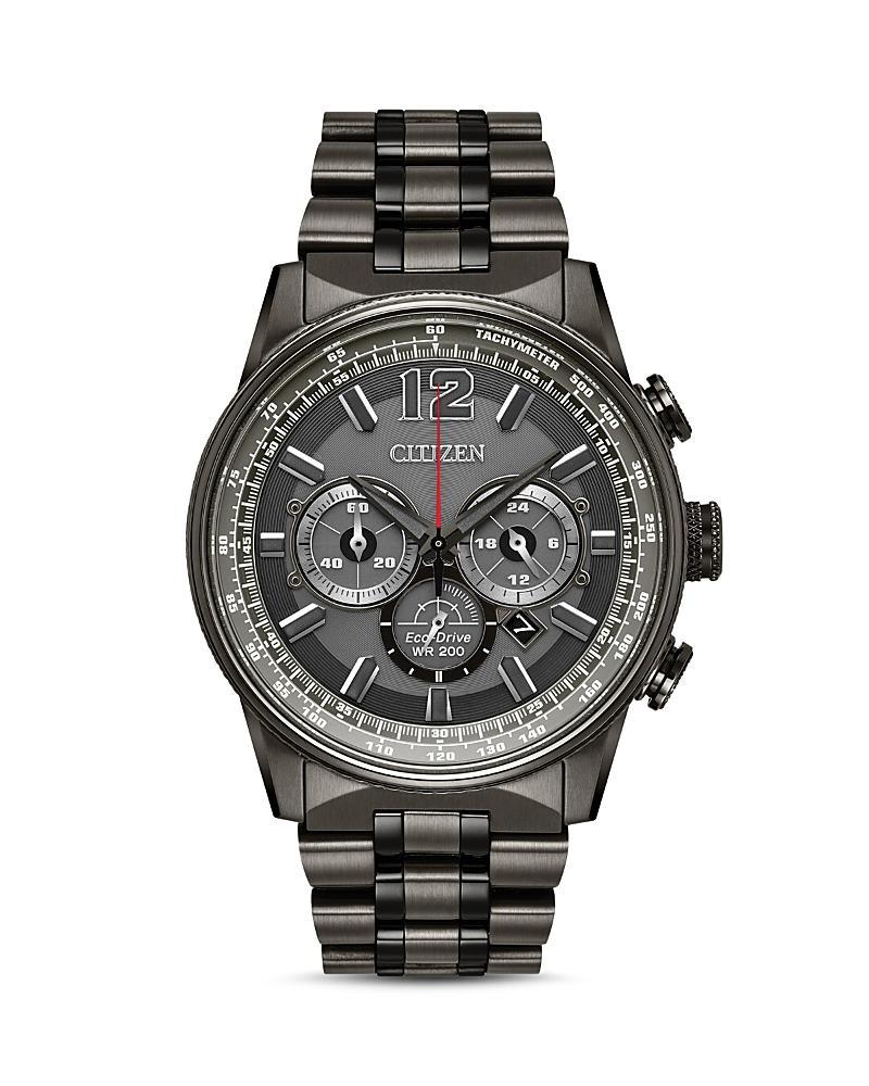 Men's Citizen Eco DriveÂ® Nighthawk Grey IP Chronograph Watch with Grey Dial (Model: Ca4377-53H) Product Image