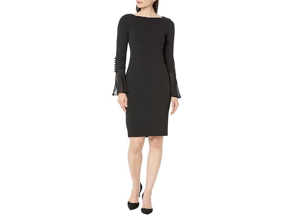 Calvin Klein Chiffon Bell Sleeve Sheath Dress Women's Dress Product Image