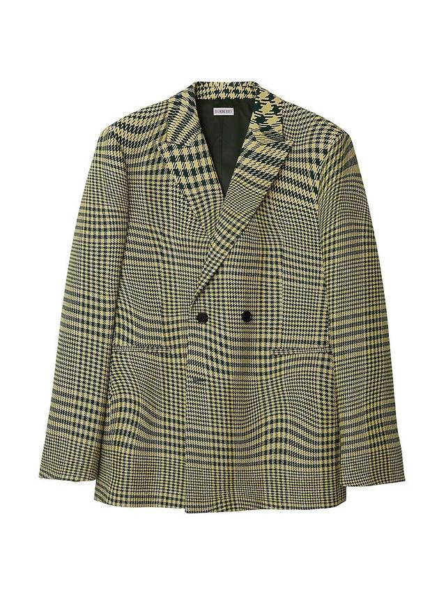 Mens Check Wool Double-Breasted Blazer Product Image