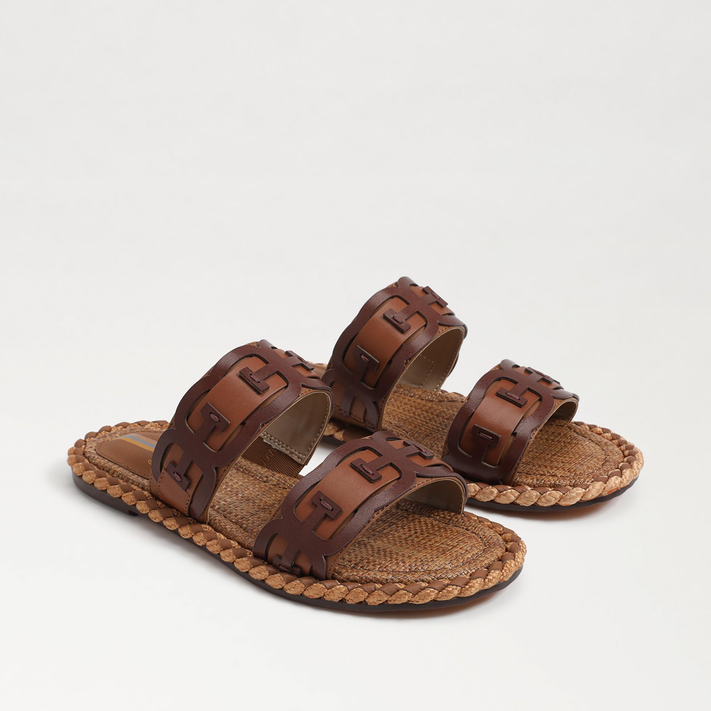 Sam Edelman Tatum Leather Logo Double Banded Rope Trim Slide Sandals Product Image