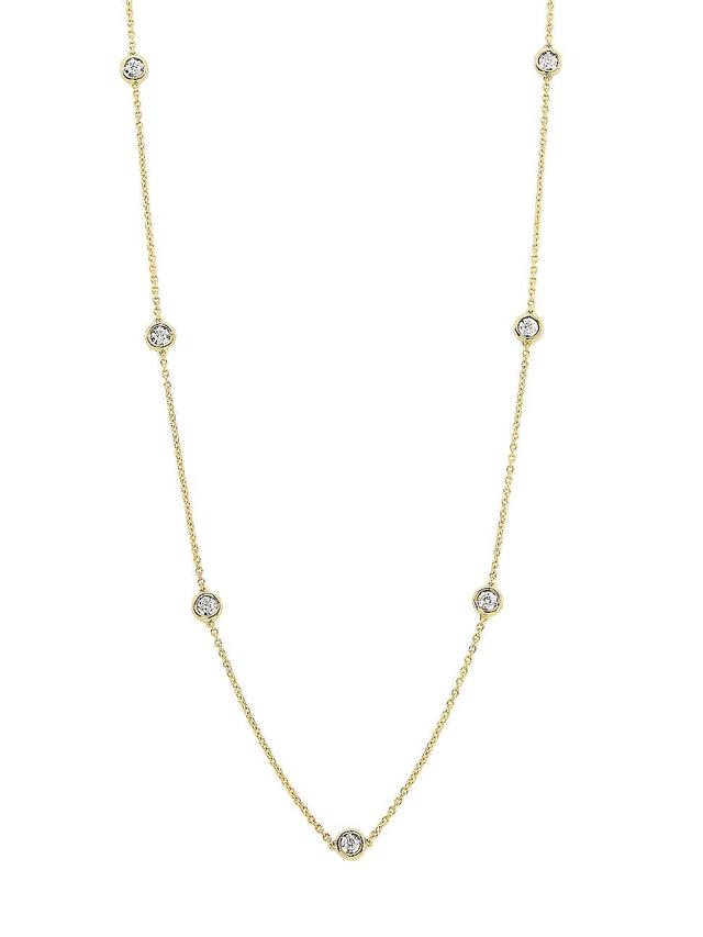 Womens 14K Yellow Gold & 0.25 TCW Diamond Station Necklace Product Image