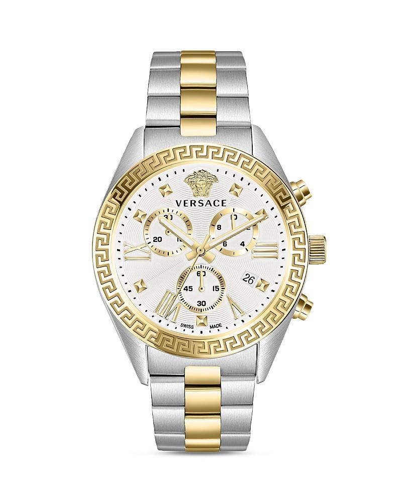 Womens Greca Chrono Goldtone Stainless Steel & Leather Watch Product Image