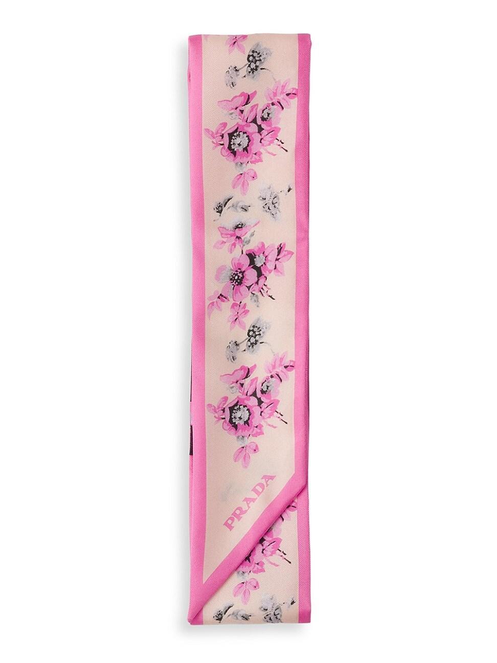 Womens Printed Silk Twill Skinny Scarf Product Image