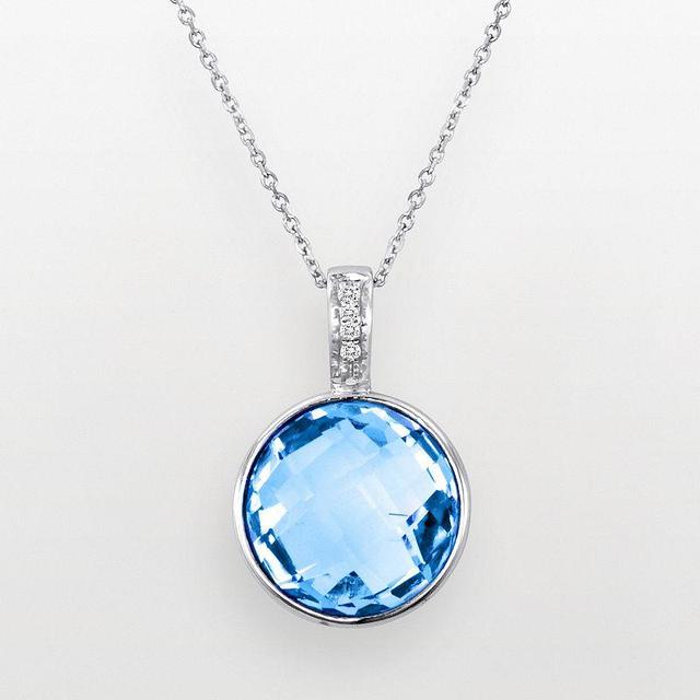 Sterling Silver Blue Topaz & Diamond Accent Pendant, Womens Multicolor Product Image