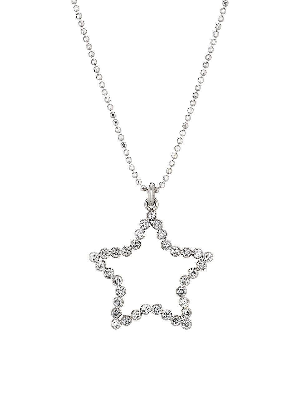 Womens 18K White Gold & 0.5 TCW Diamond Star Pendant Necklace Product Image