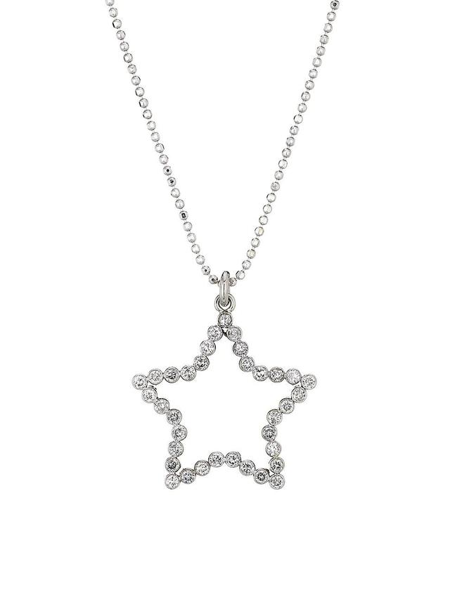 Womens 18K White Gold & 0.5 TCW Diamond Star Pendant Necklace Product Image