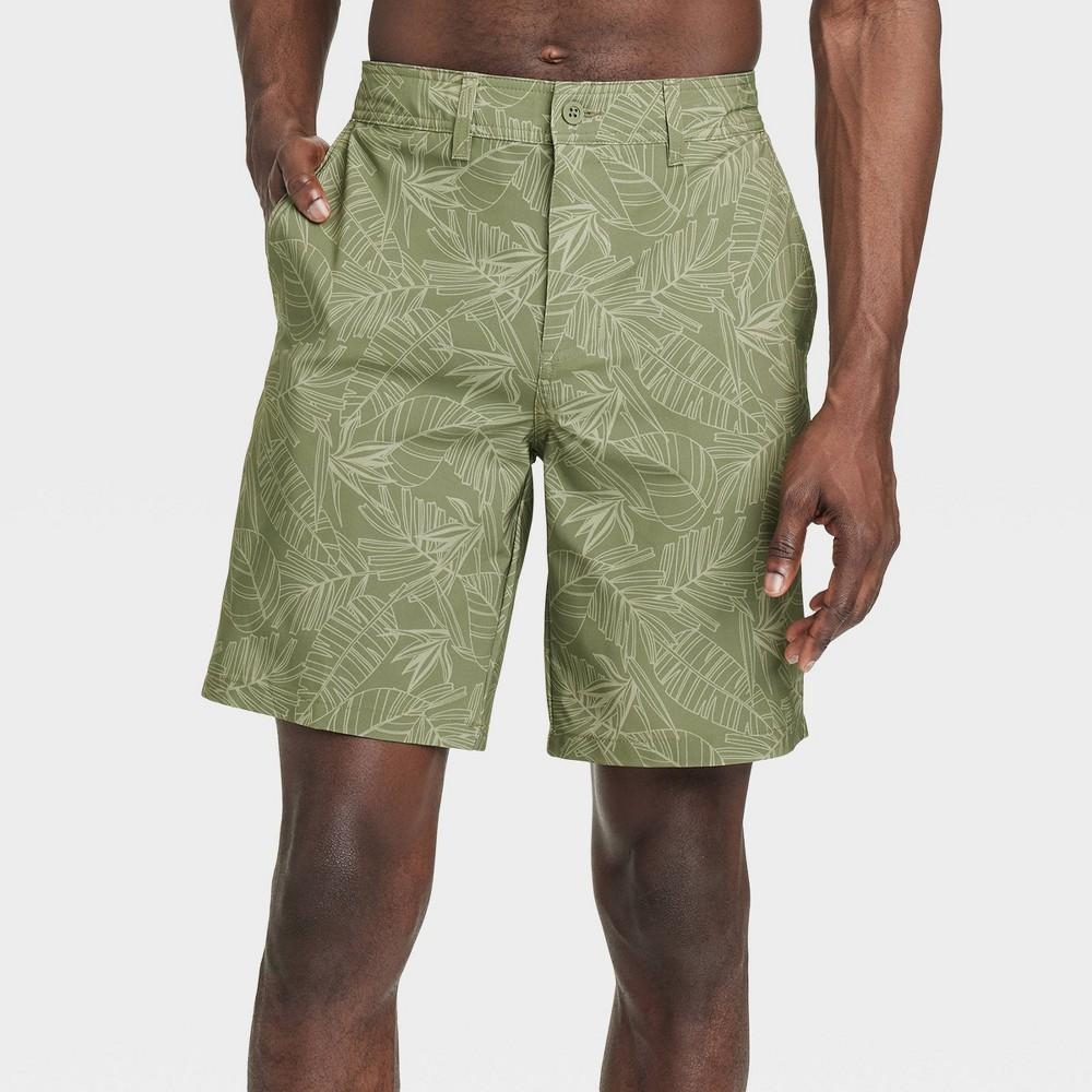 Mens 9 Leaf Print Hybrid Swim Shorts - Goodfellow & Co Dark Green 38 Product Image