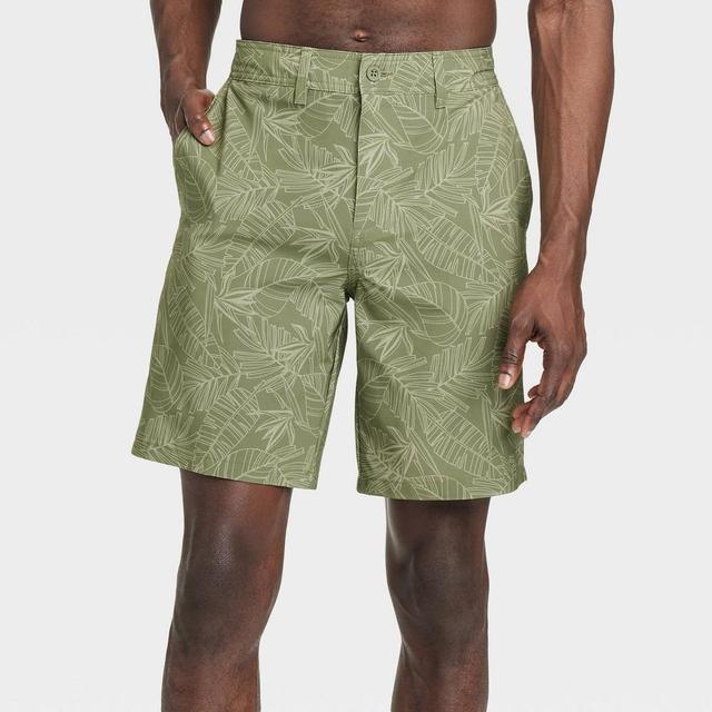 Mens 9 Leaf Print Hybrid Swim Shorts - Goodfellow & Co Dark Green 28 Product Image