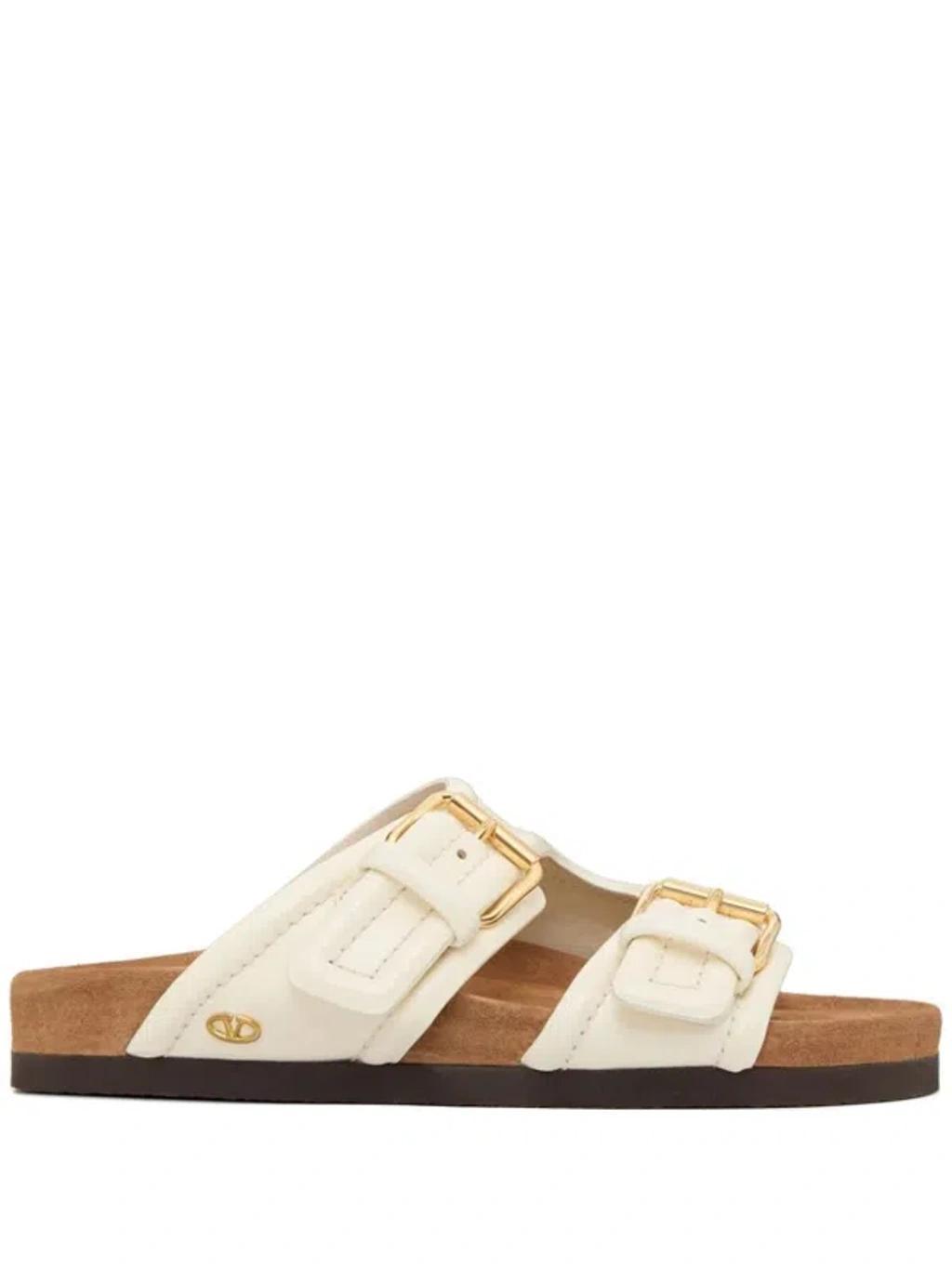 VALENTINO GARAVANI Double-strap Leather Sandals In White Product Image