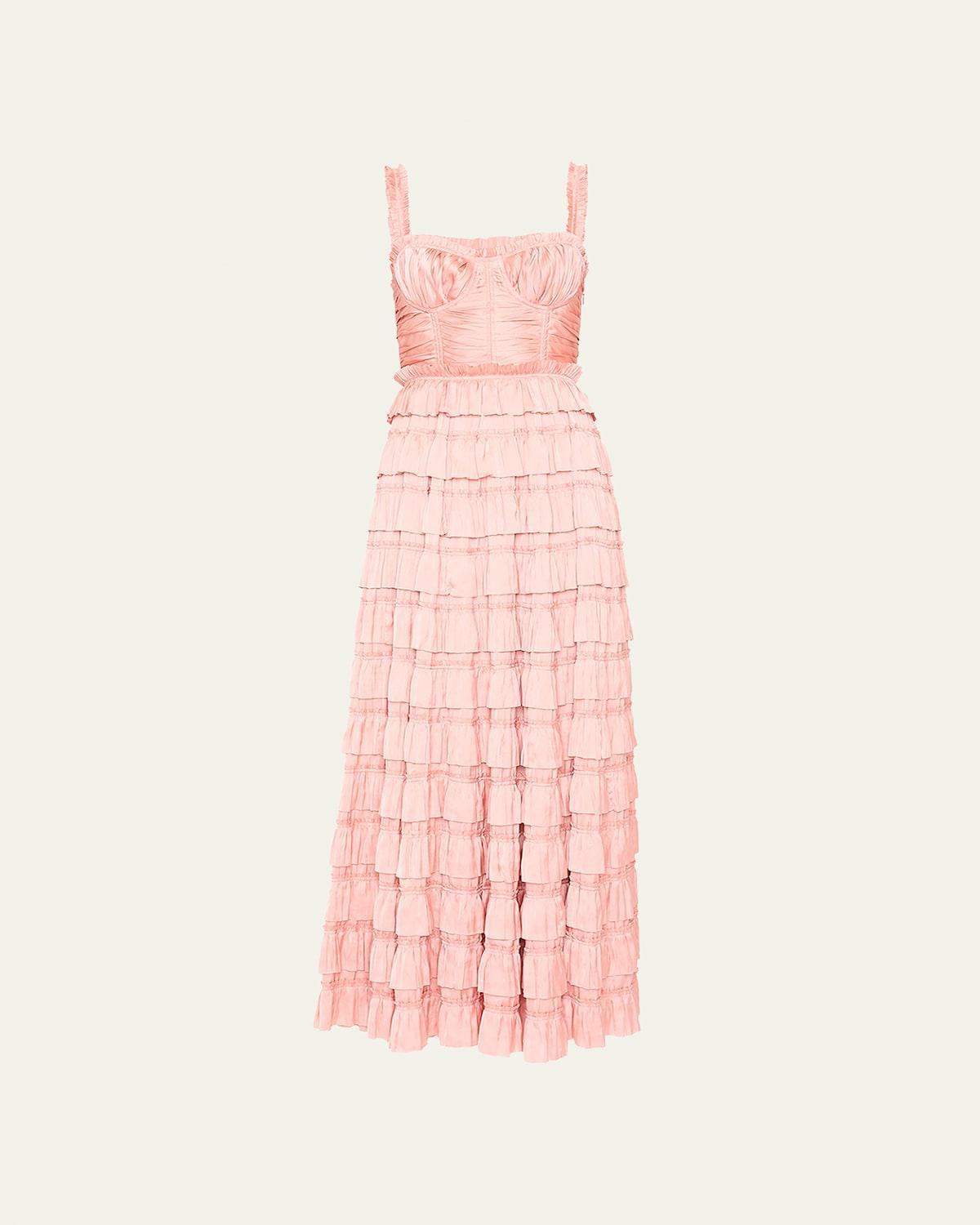 Camille Pleated Tiered Ruffle Gown Product Image