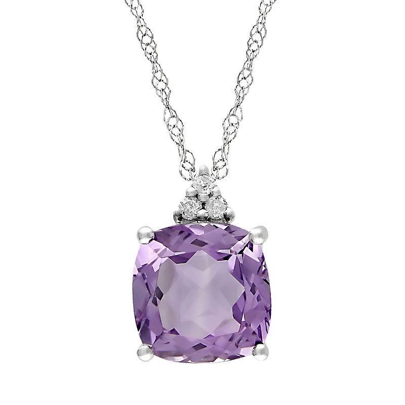 Stella Grace 10k White Gold Amethyst and Diamond Accent Pendant, Womens Purple Product Image