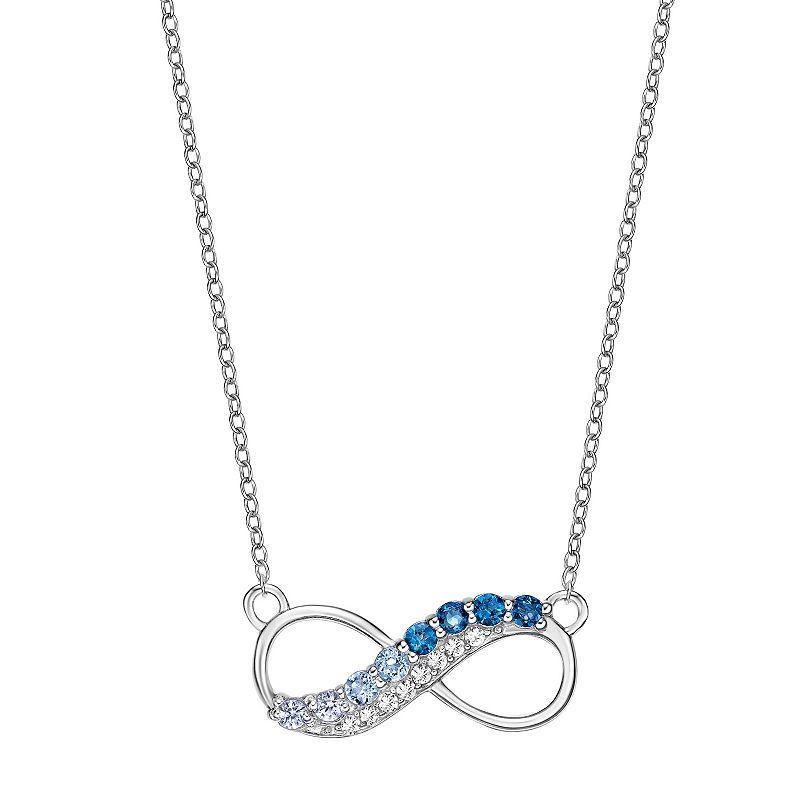 Gemminded Sterling Silver Blue & Lab-Created White Sapphire Topaz Pendant Necklace, Womens Product Image