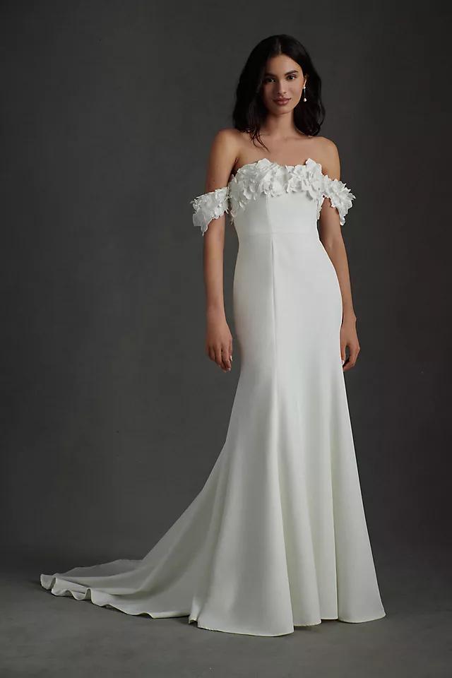 Jenny by Jenny Yoo Willow Strapless Floral-Detail Convertible Sheath Wedding Gown Product Image