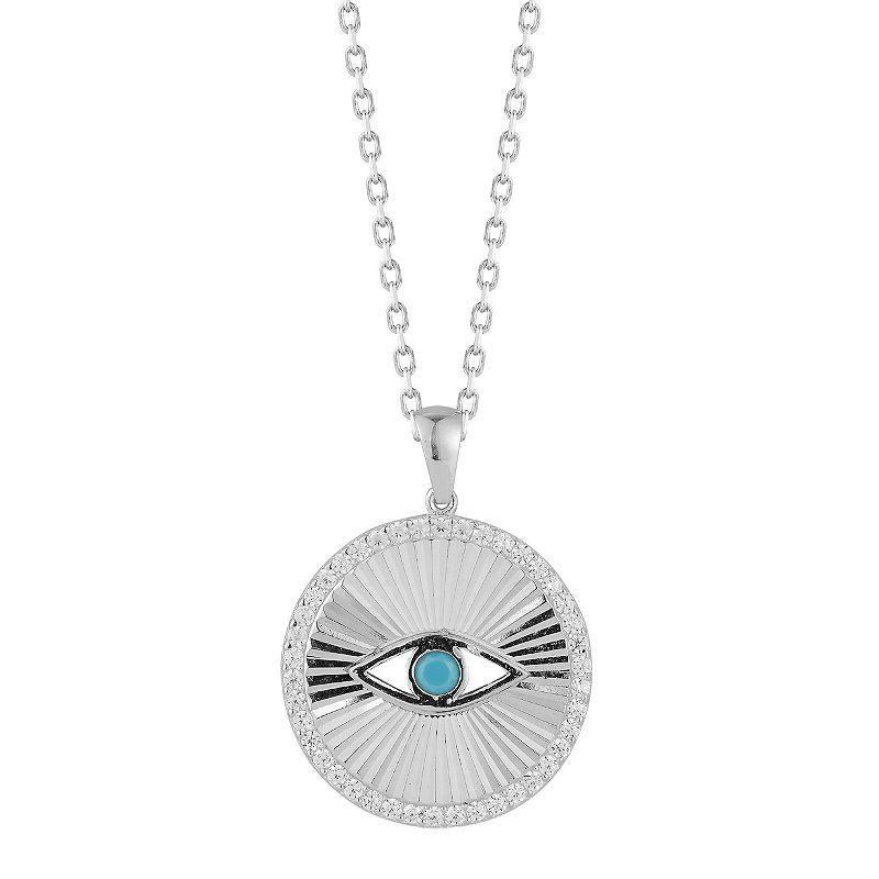 Sunkissed Sterling Cubic Zirconia & Synthetic Turquoise Eye Pendant Necklace, Womens Silver Tone Product Image