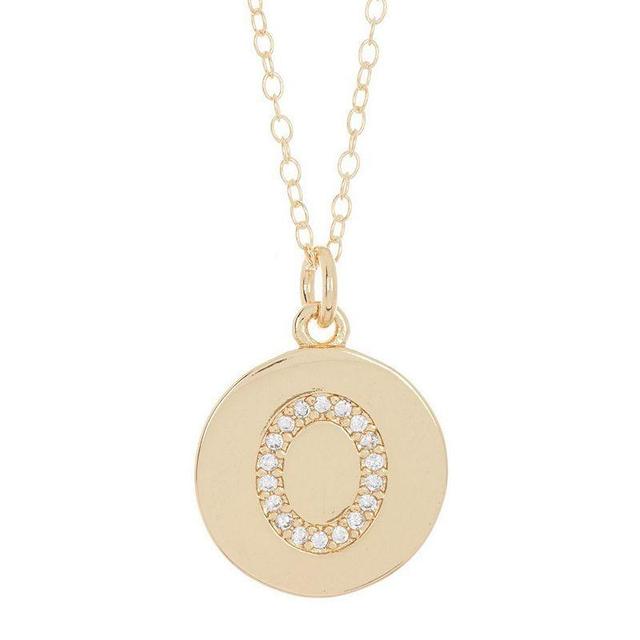 Adornia 14k Gold Plated Cubic Zirconia Engraved Letter Disc Pendant Necklace, Womens Gold Tone S Product Image