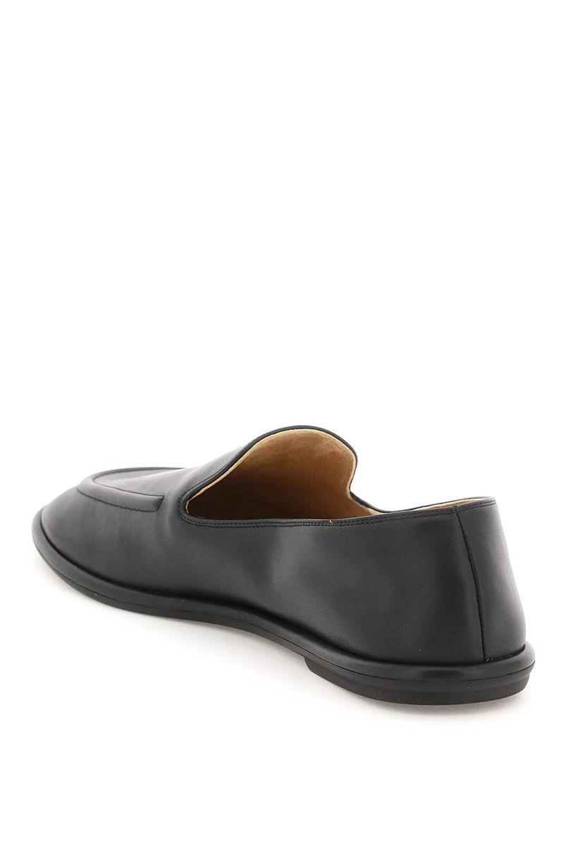 Round Toe Vegan Leather Loafers In Black Product Image